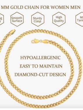 Mateo New York 20 inch Gold Men's Cuban Link Chain Necklace